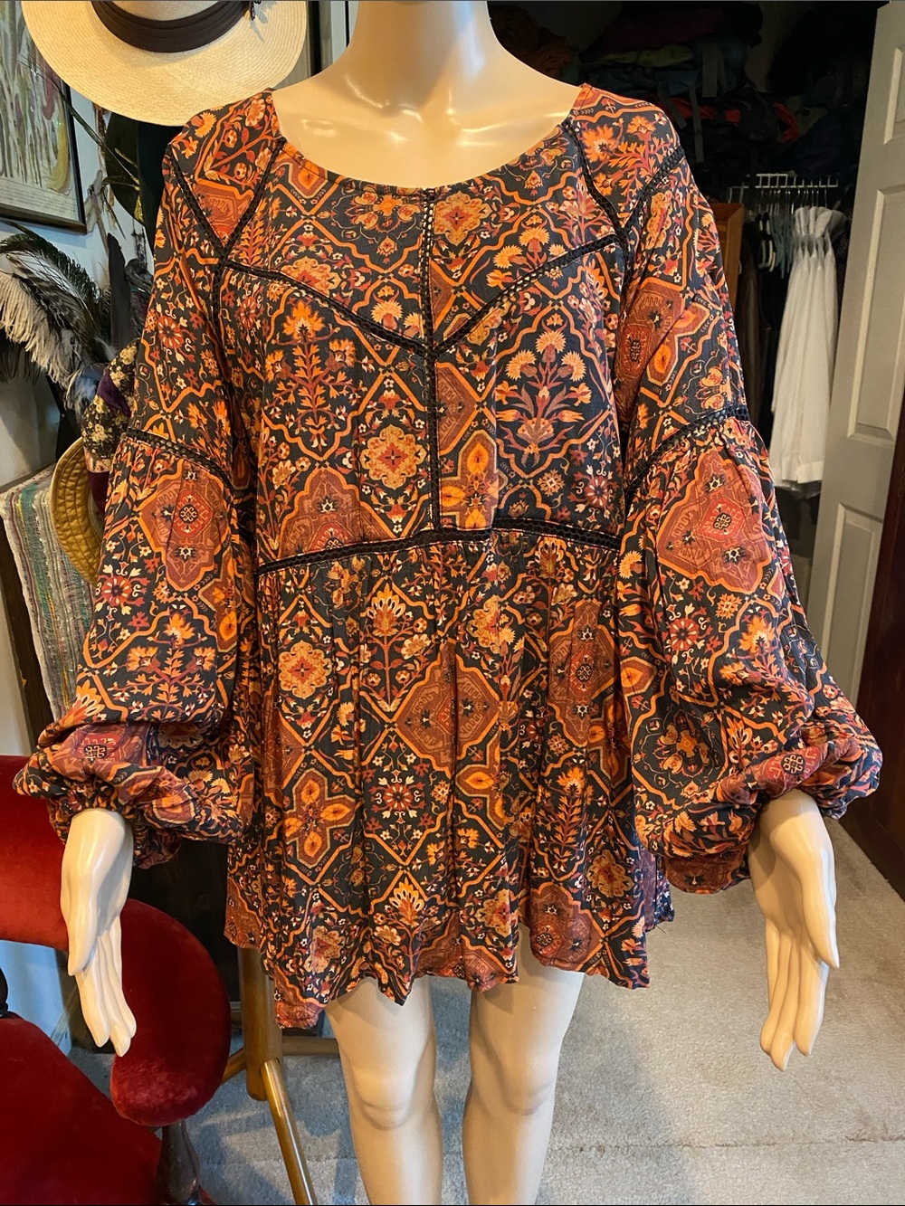 Arnhem Orange & Black Bohemian Patchwork Tunic